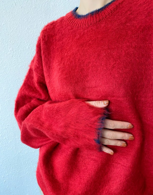 Red Hairy Knit #250114